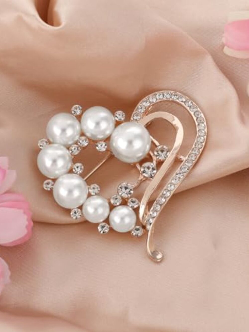 Love Heart Brooch Simulated Rhione Crystal Scarf Brooch for Women‎ Shawl